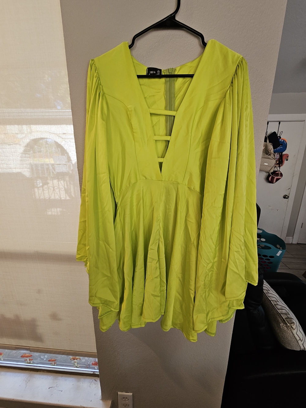 Neon Lime V-Neck Flowing Women’s Romper